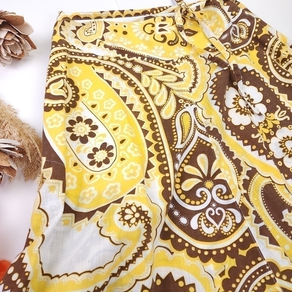 TALBOTS Petites Yellow White Brown Skirt Size 6p - Picture 13 of 16